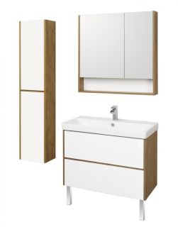 Зеркальный шкаф Акватон Сканди 90см белый/дуб рустикальный 1A252302SDZ90